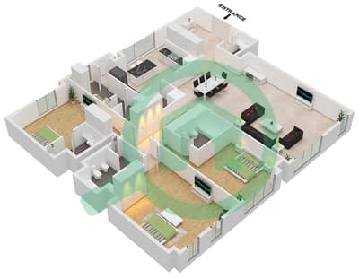 المخططات الطابقية لتصميم النموذج 3CA FLOOR 2-13 شقة 3 غرف نوم - لايمستون هاوس