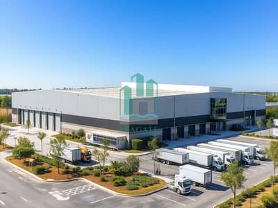 Warehouse te Koop in Al Sajaa, Sharjah - A_comprehensive_exterior_view_of_a_large_warehouse_showcasing_its_entire_structure. _The_warehouse_features_a_flat_roof_multiple_large_roll_up_doors_and_a_modern_design_with_a_combination_of_metal_and_glass. _Surroundi. jpeg