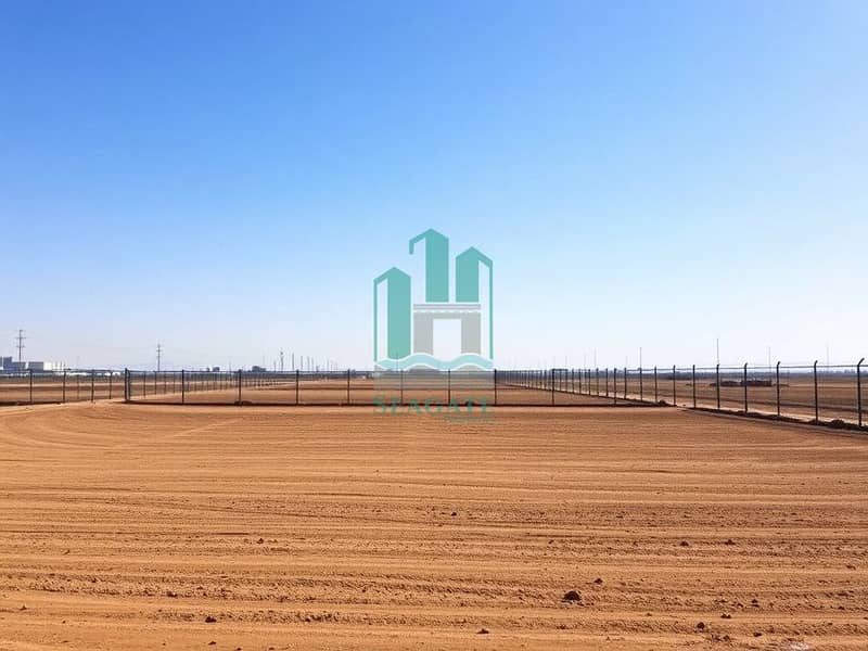 2 A_serene_empty_industrial_plot_featuring_bare_land_with_a_clear_blue_sky_above. _The_plot_is_surrounded_by_a_simple_fence_with_no_buildings_or_machinery_present. _The_ground_is_flat_and_covered_in_brown_earth_suggestin. jpeg