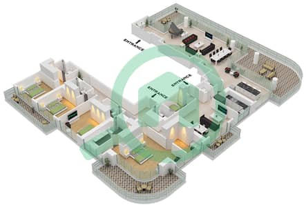 Seapoint Tower 1 - Planimetria del piano di 4 Camere Attico Unità 1 FLOOR 54-56
