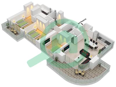 Seapoint Tower 1 - Planimetria del piano di 3 Camere Appartamento Unità 2,4,5,8 FLOOR 1-9.10-24