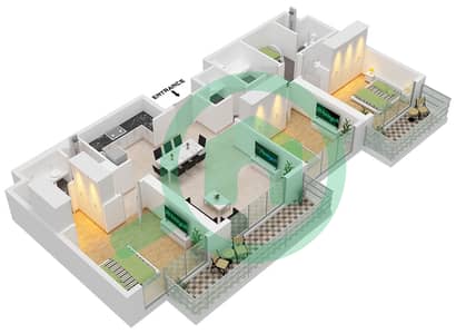Seapoint Tower 1 - Planimetria del piano di 3 Camere Appartamento Unità 2-3 FLOOR 37-48,49-53