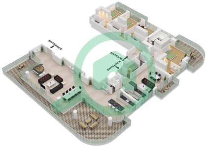 Seapoint Tower 1 - Planimetria del piano di 4 Camere Attico Unità 2 FLOOR 54-56