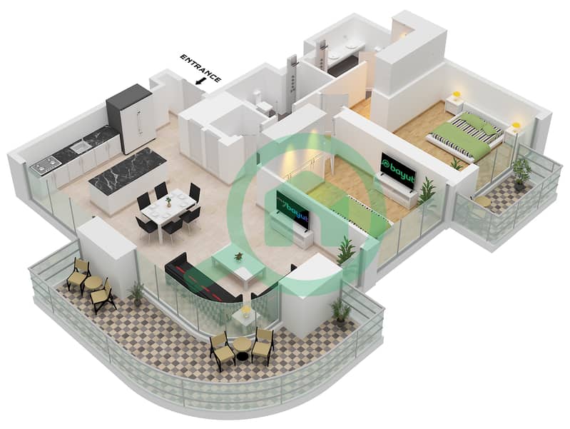 Seapoint Tower 2 - 2 Bedroom Apartment Unit 2 FLOOR 2-8 Floor plan interactive3D
