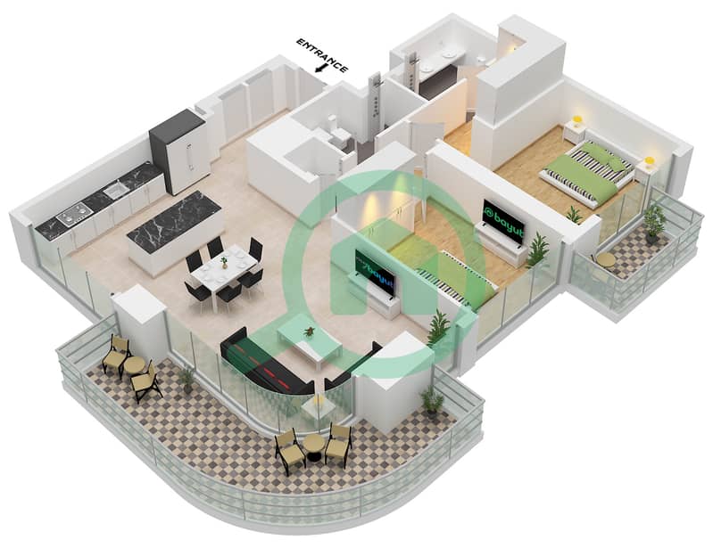 Seapoint Tower 2 - 2 Bedroom Apartment Unit 2,7 FLOOR 10-19,21-40 Floor plan Unit 2 Floor 10-19,21-40
Unit 7 Floor 10-18 interactive3D