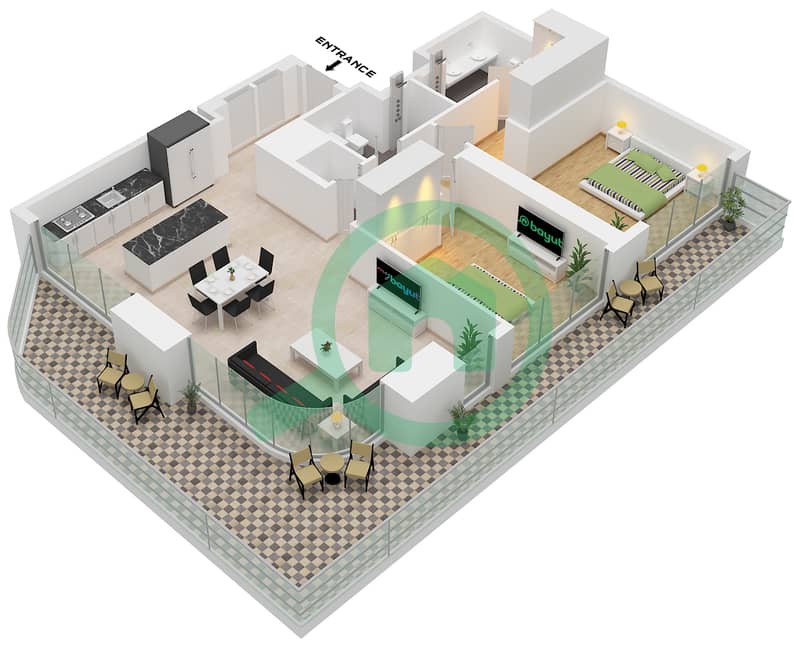 Seapoint Tower 2 - 2 Bedroom Apartment Unit 3 FLOOR 9 Floor plan interactive3D