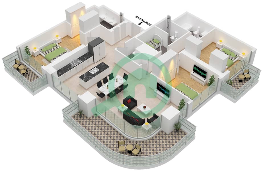 Seapoint Tower 2 - 3 Bedroom Apartment Unit 6 FLOOR 40 Floor plan interactive3D
