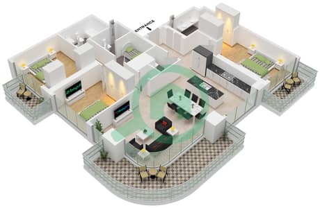Seapoint Tower 2 - 3 Bedroom Apartment Unit 7 FLOOR 40 Floor plan Seapoint Tower 2 - 3 Bedroom Apartment Unit 7 FLOOR 40 Floor plan