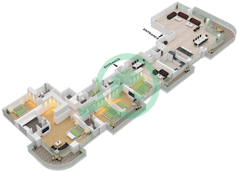 Seapoint Tower 2 - 5 Bedroom Penthouse Unit 1 FLOOR 41 Floor plan interactive3D