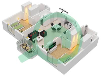 Berkshire Park - Grundriss für 2 Schlafzimmer Wohnung Typ A