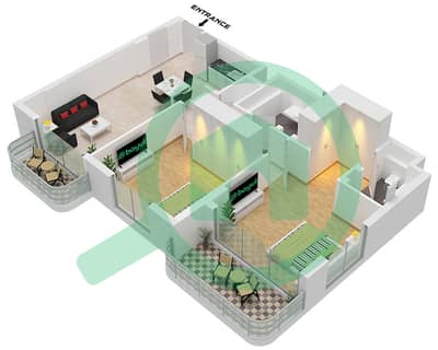 Berkshire Park - Grundriss für 2 Schlafzimmer Wohnung Typ C