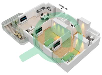Berkshire Park - Grundriss für 2 Schlafzimmer Wohnung Typ D