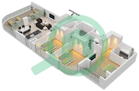 Berkshire Park - Grundriss für 3 Schlafzimmer Wohnung Typ A