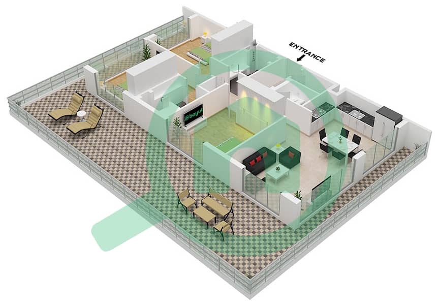 Berkshire Park - Grundriss für 3 Schlafzimmer Wohnung Typ C interactive3D