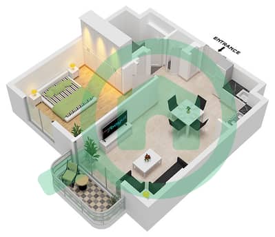 Berkshire Park - Grundriss für 1 Schlafzimmer Wohnung Typ A