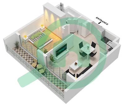 Berkshire Park - Grundriss für 1 Schlafzimmer Wohnung Typ B