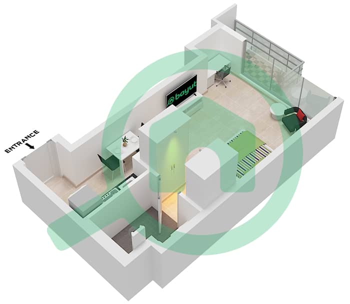 Blue Bay Walk - Studio Apartment Type/unit B1 / UNIT 08 FLOOR 4 Floor plan interactive3D