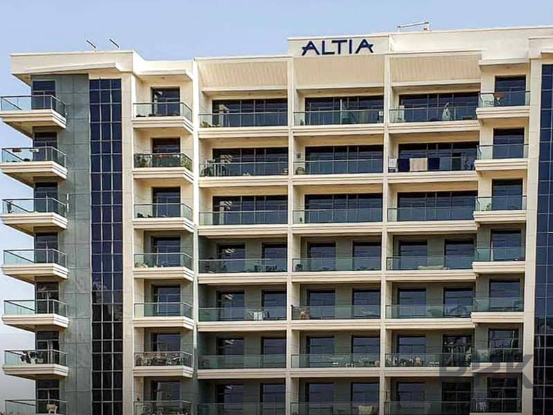 10 Exterior facade of Altia Residence tower with balconies in Dubai Silicon Oasis