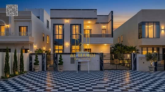 4 Bedroom Villa for Sale in Al Zahya, Ajman - Villa_facade_at_sunset_202606140134. jpeg 4 Bedroom Villa for Sale in Al Zahya, Ajman - Villa_facade_at_sunset_202606140134. jpeg