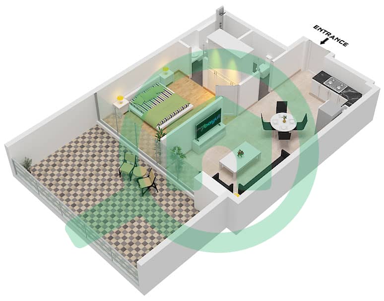 Chapter 01 by Newbury - 1 Bedroom Apartment Unit 11 FLOOR 1 Floor plan interactive3D