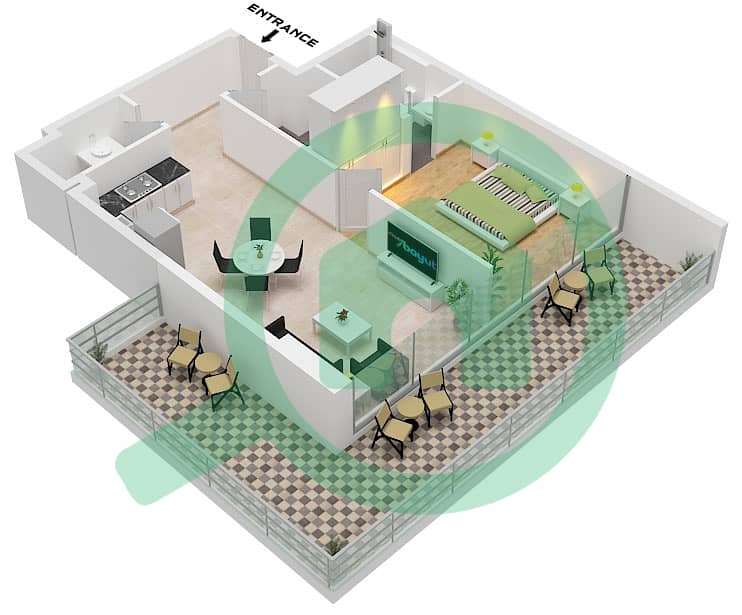 Chapter 01 by Newbury - 1 Bedroom Apartment Unit 6 FLOOR 2-7 Floor plan interactive3D