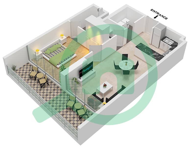 Chapter 01 by Newbury - 1 Bedroom Apartment Unit 15 FLOOR 6 Floor plan interactive3D