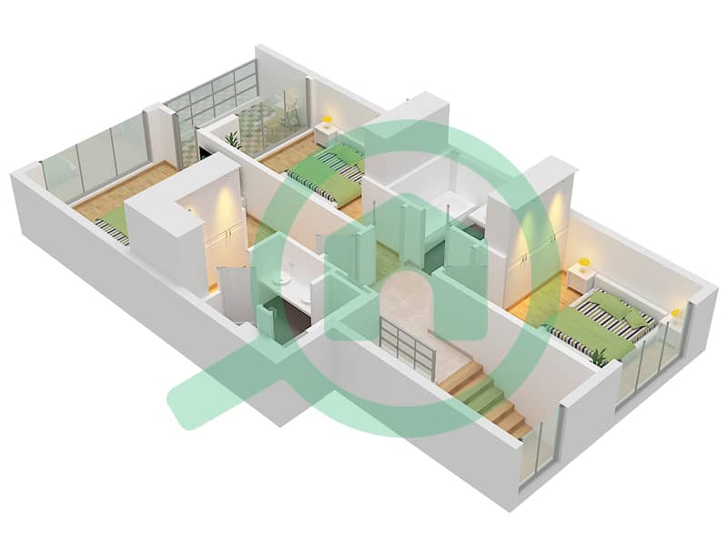 First Floor Velora - Planimetria del piano di 3 Camere Villetta a schiera Tipo/unità OAKLEY / UNIT TH03 First Floor interactive3D