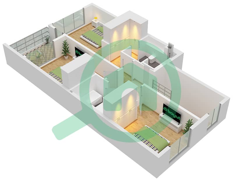 Velora - Planimetria del piano di 3 Camere Villetta a schiera Tipo/unità NASH / UNIT TH02 First Floor interactive3D