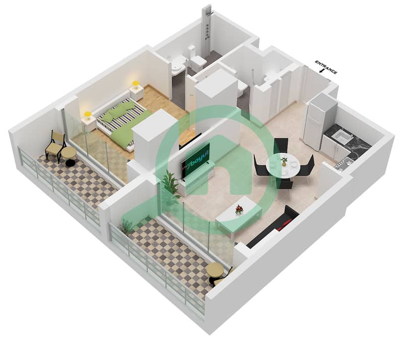Azizi Arian - 1 Bedroom Apartment Type/unit 4A / UNIT 10,12 FLOOR 1 Floor plan interactive3D