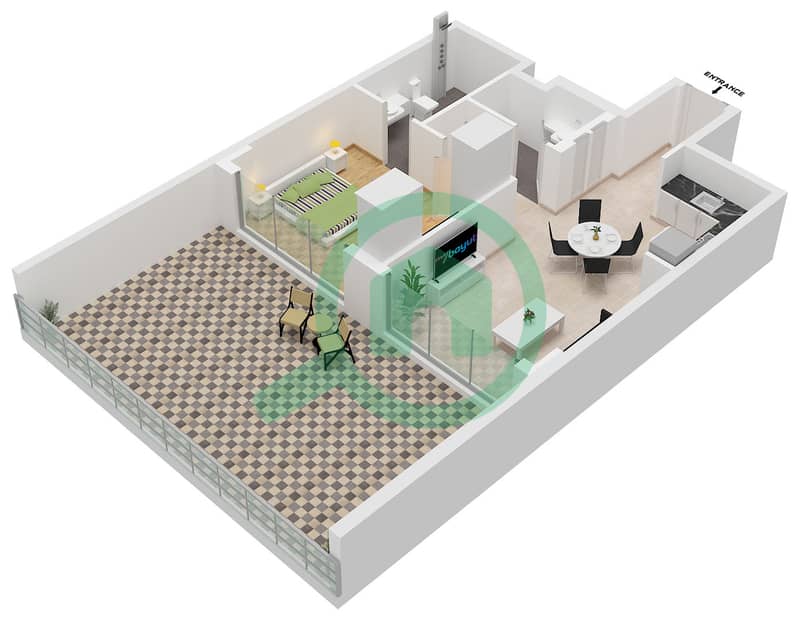 Azizi Arian - 1 Bedroom Apartment Type/unit 6A / UNIT 15 FLOOR 1 Floor plan interactive3D
