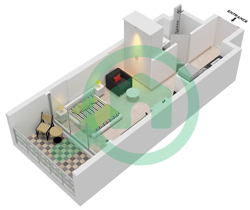 Celesto Tower 2 - Grundriss für Studio Wohnung Typ A interactive3D