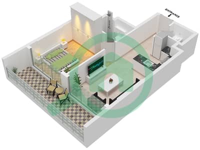 Celesto Tower 2 - Grundriss für 1 Schlafzimmer Wohnung Typ B