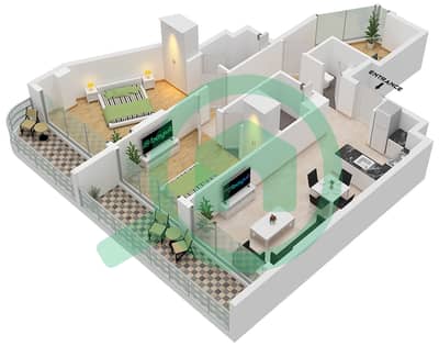 Celesto Tower 2 - Grundriss für 2 Schlafzimmer Wohnung Typ C
