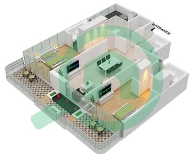 Reef 999 - Grundriss für 2 Schlafzimmer Wohnung Typ/Einheit 2/UNIT 2,3,4,5 FLOOR 3,5