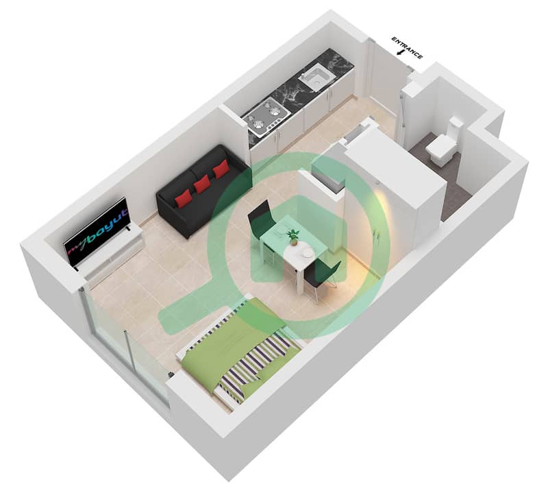 Ascot Residences - Studio Apartment Type A Floor plan interactive3D