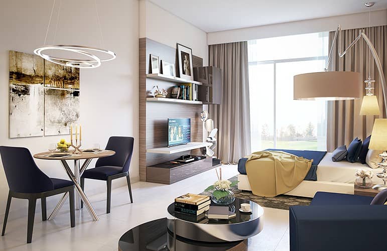 SPACIOUS BRIGHT HUGE LUXURY ONE BEDROOM APARTMENT FOR SALE IN DAMAC HILLS FREE HOLD GOLF COURSE COMMUNITY