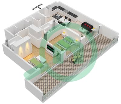 Arka Enclave Residences - 2 Bedroom Apartment Type/unit A1 / UNIT 02 FLOOR 1-10 Floor plan