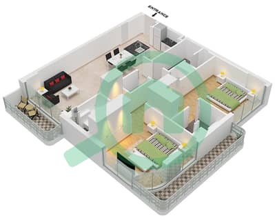 Arka Enclave Residences - 2 Bedroom Apartment Type/unit B1 / UNIT 4 FLOOR 2-9 Floor plan