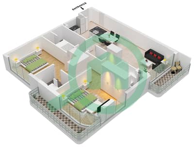 Arka Enclave Residences - 2 Bedroom Apartment Type/unit B6 / UNIT 14 FLOOR 3-9 Floor plan