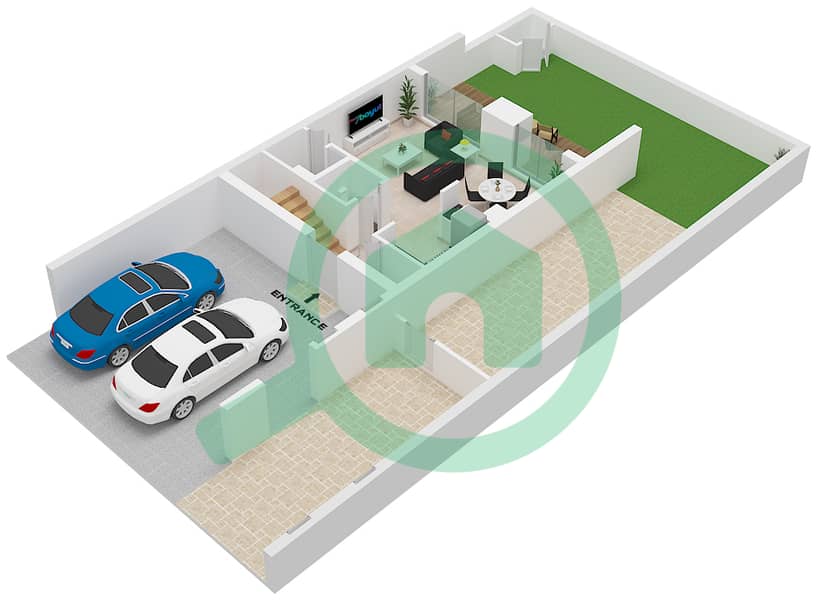 Ground Floor Aquilegia - 3 Bedroom Villa Type A Floor plan Ground Floor interactive3D