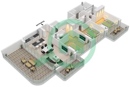 Arka Enclave Residences - 3 Bedroom Apartment Type/unit B / UNIT 7 FLOOR 10 Floor plan