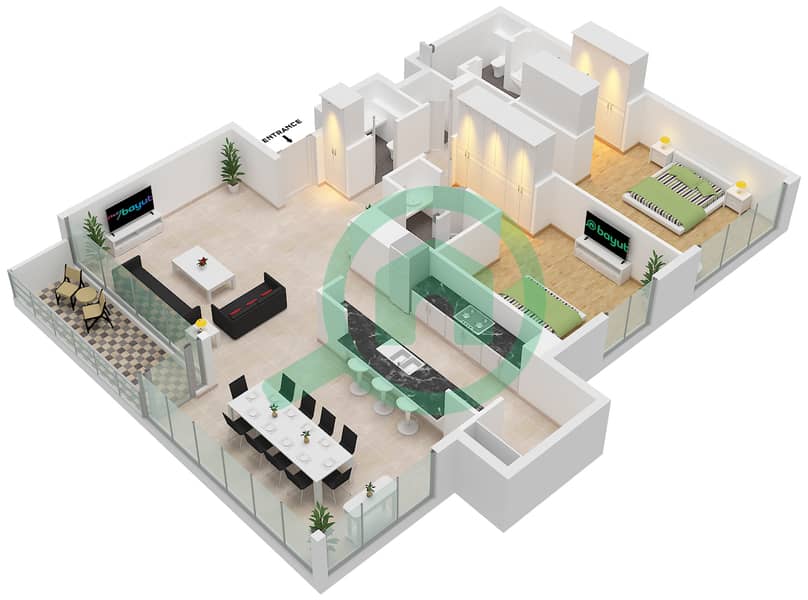 Acacia C - 2 Bedroom Apartment Type/unit T3A / UNIT 9 FLOOR 4-8 Floor plan interactive3D