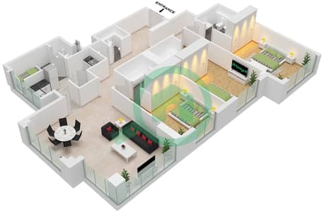 Executive Tower C - 3 Bedroom Apartment Type F31 Floor plan