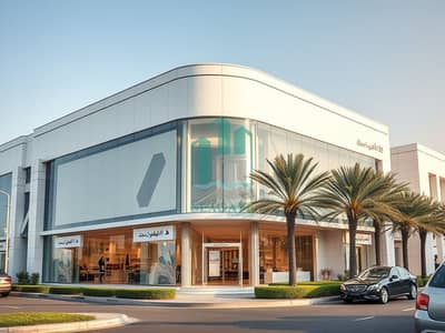 艾尔朱尔夫， 阿治曼 展览店面待租 - Photorealistic_exterior_view_photo_of_a_modern_luxury_showroom_building_located_in_Al_Sajaa_Sharjah_UAE. _Wide_angle_street_level_shot_of_the_front_facade_with_large_glass_storefront_windows_and_clean_contemporary_arc. jpeg