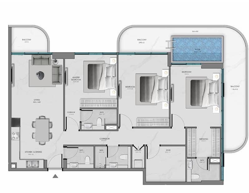 10 Samana Ocean Bay-3 bedrooms-unit no A205. png
