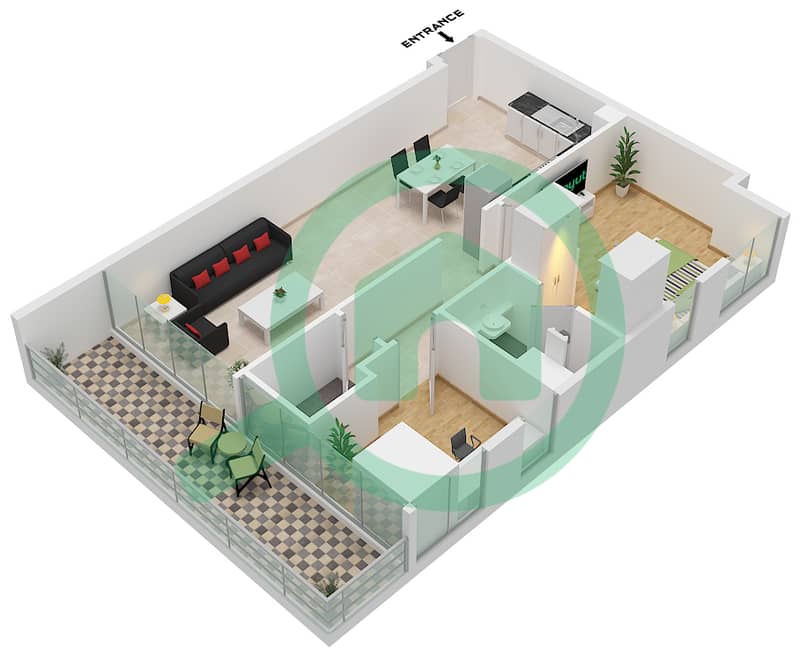 Skyhills Residence 2 - 1 Bedroom Apartment Unit 6 FLOOR 2-6 Floor plan interactive3D