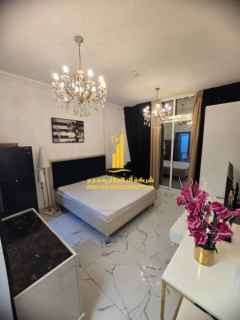 Fully furnished Studio for monthly rent in Ajman – Al Rashidiya, Oasis Towers All Bills Included with a balcony with a sea view, gym, pool - View 2