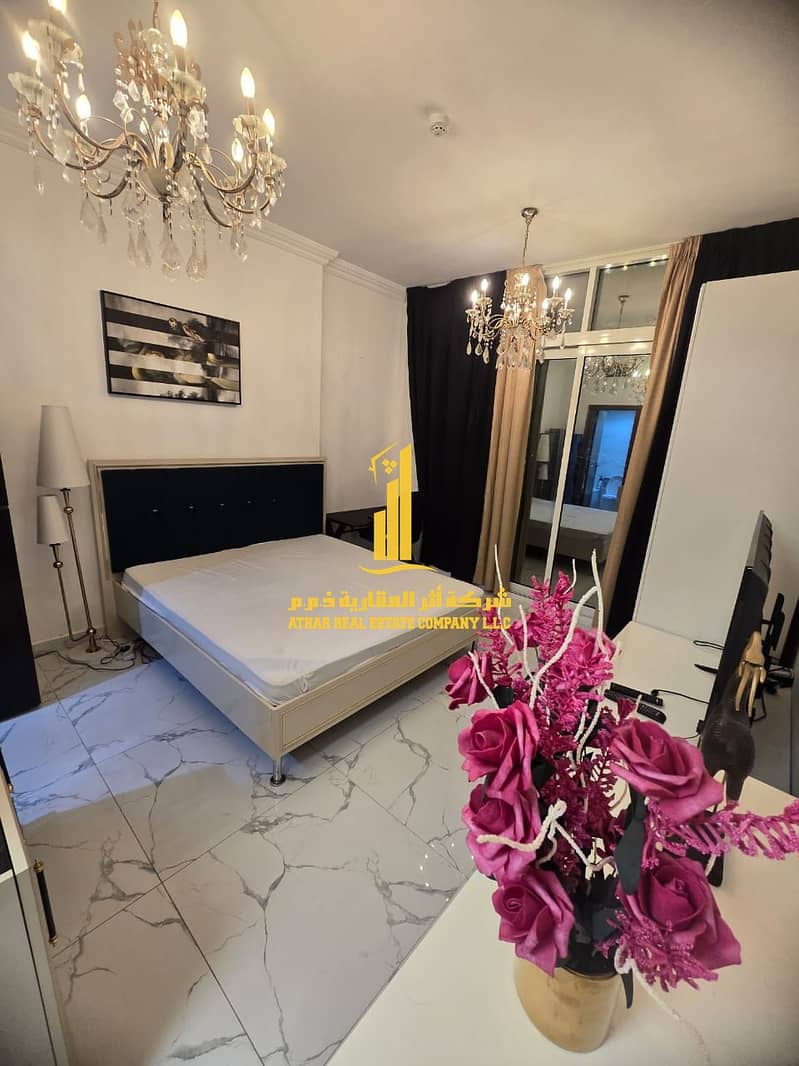 Fully furnished Studio for monthly rent in Ajman – Al Rashidiya, Oasis Towers All Bills Included with a balcony with a sea view, gym, pool - View 4