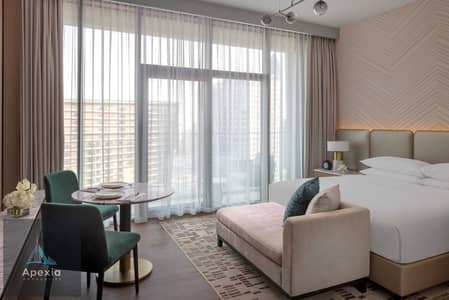 Hotel Apartment for Rent in Business Bay, Dubai - Bedroom and living room. jpg Hotel Apartment for Rent in Business Bay, Dubai - Bedroom and living room. jpg