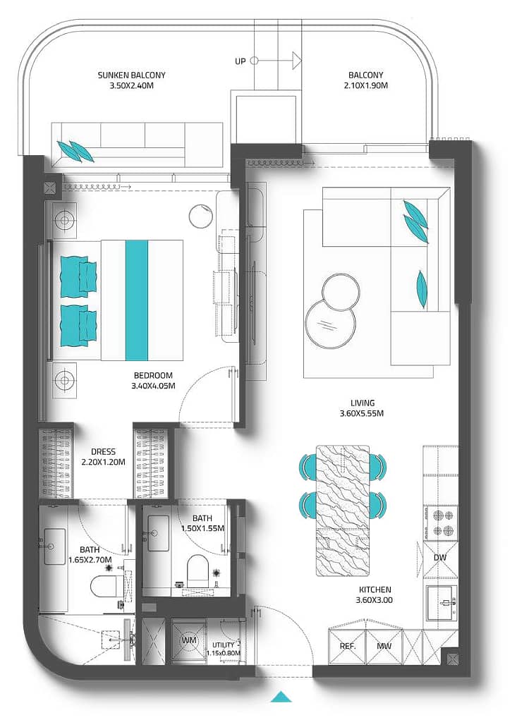 10 Reef 997-1 bedroom- unit no 202 floor plan. png